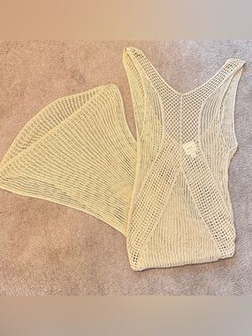 Maeve by Anthropologie Swim Maxi Dress Crochet Cover Up One Size Gold & Ivory